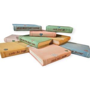 Vintage Pastel 1993 Priscilla Hillman Baby Nursery Rhyme Book Shelf Decor